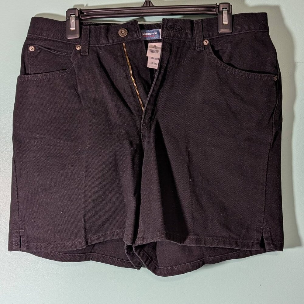 Liz Claiborne Liz Jeans‎ Size 12 Women's Black Jean Shorts 100% Cotton